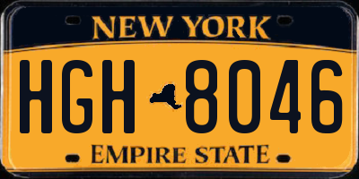 NY license plate HGH8046