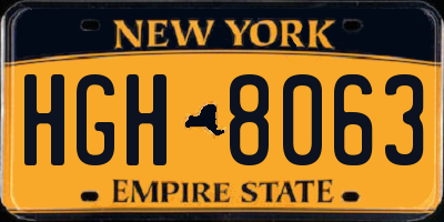 NY license plate HGH8063