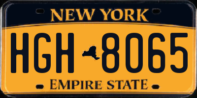 NY license plate HGH8065