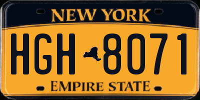 NY license plate HGH8071