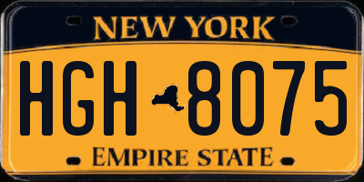 NY license plate HGH8075