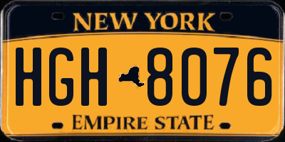 NY license plate HGH8076
