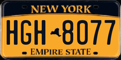 NY license plate HGH8077