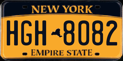 NY license plate HGH8082