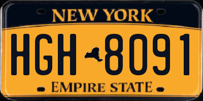 NY license plate HGH8091