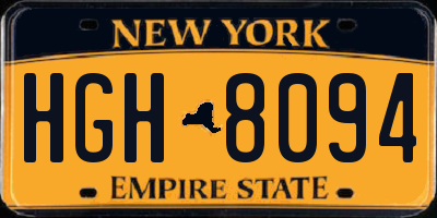 NY license plate HGH8094