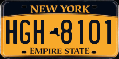 NY license plate HGH8101
