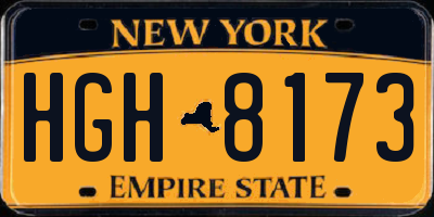 NY license plate HGH8173
