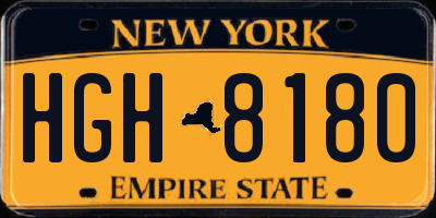 NY license plate HGH8180