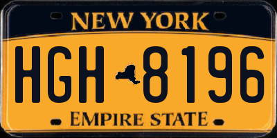 NY license plate HGH8196