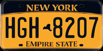 NY license plate HGH8207