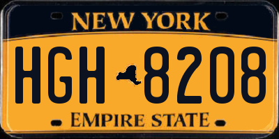 NY license plate HGH8208