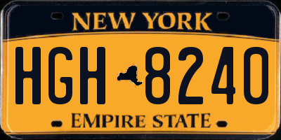 NY license plate HGH8240