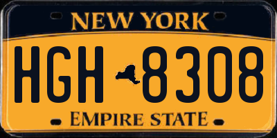 NY license plate HGH8308