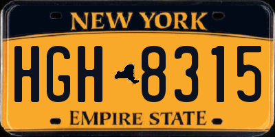 NY license plate HGH8315