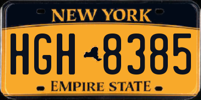 NY license plate HGH8385
