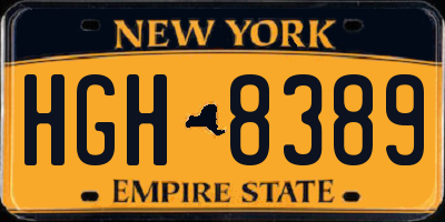 NY license plate HGH8389