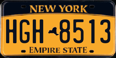 NY license plate HGH8513