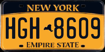 NY license plate HGH8609