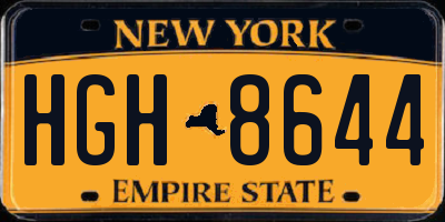 NY license plate HGH8644