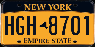 NY license plate HGH8701