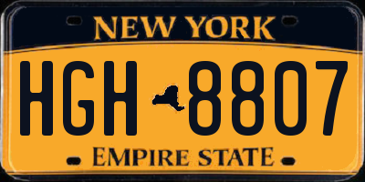 NY license plate HGH8807