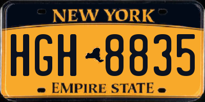 NY license plate HGH8835