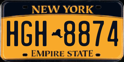 NY license plate HGH8874