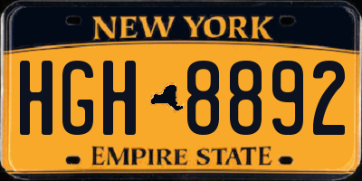 NY license plate HGH8892