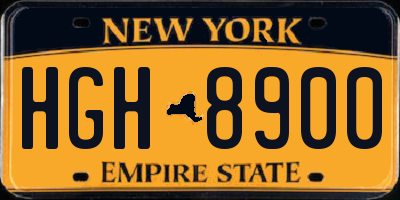 NY license plate HGH8900