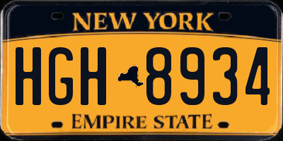 NY license plate HGH8934