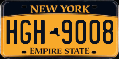 NY license plate HGH9008