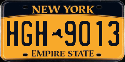 NY license plate HGH9013