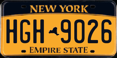 NY license plate HGH9026