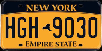 NY license plate HGH9030