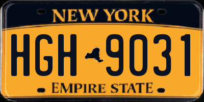 NY license plate HGH9031