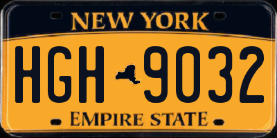 NY license plate HGH9032