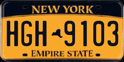 NY license plate HGH9103