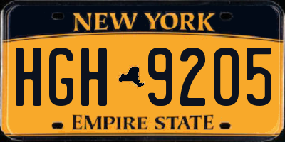 NY license plate HGH9205