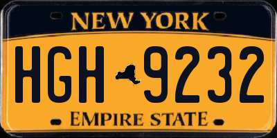 NY license plate HGH9232