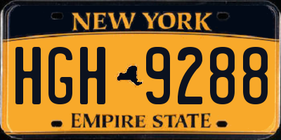 NY license plate HGH9288