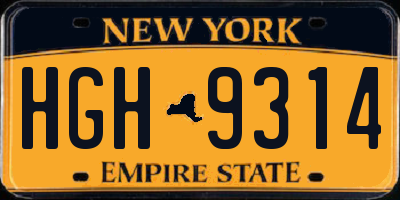 NY license plate HGH9314