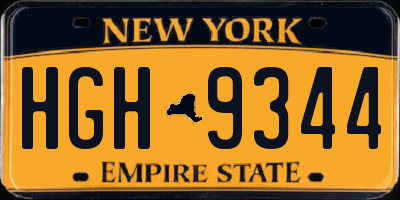 NY license plate HGH9344