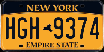 NY license plate HGH9374