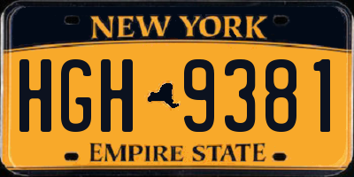 NY license plate HGH9381