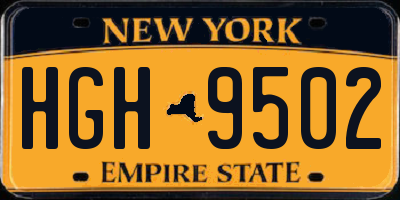 NY license plate HGH9502