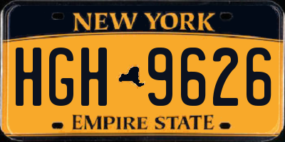 NY license plate HGH9626