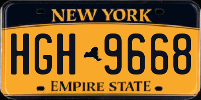 NY license plate HGH9668
