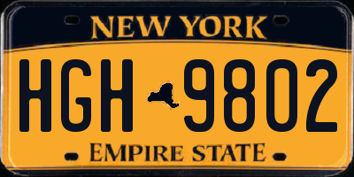 NY license plate HGH9802