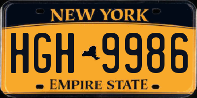 NY license plate HGH9986